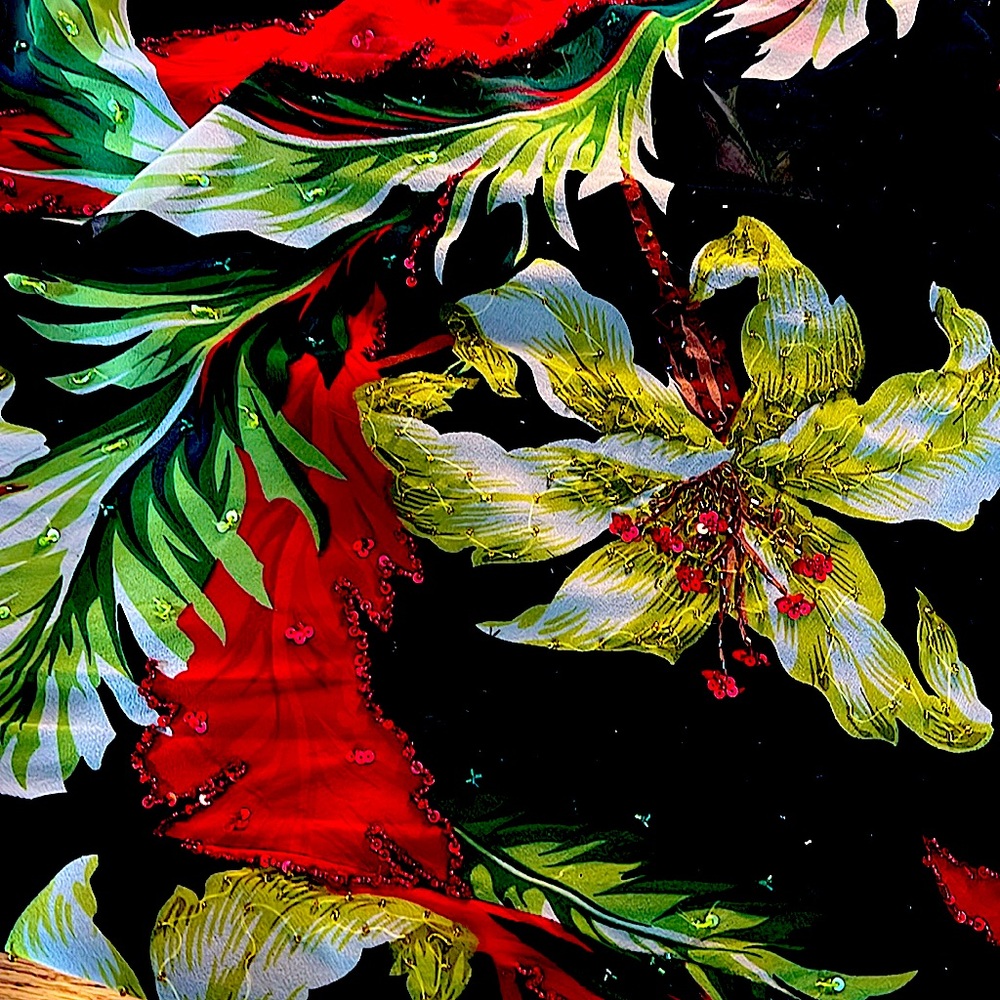 ❤️StunningAlberto Makali100% SilkBeaded&Sequined.GorgeousFloralLeaf patternEUC10